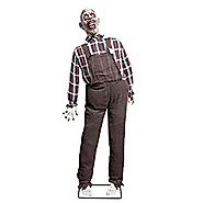 Halloween Haunters Life Size Stand Up Farmer Zombie Animated Rocking Moving Torso Prop Decoration - Red Light Up Eyes...