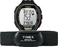 Timex Men's T5K726 Ironman Target Trainer Heart Rate Monitor TapScreen Black/Yellow Resin Strap Watch