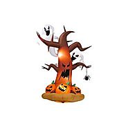 Halloween Inflatables 8' Tall Inflatable Dead Tree w/ Ghost on Top/ Pumpkins on Bottom