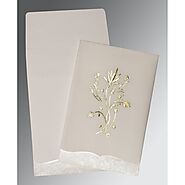 OFF-WHITE FLORAL THEMED - FOIL STAMPED WEDDING CARD : C-1495 - 123WeddingCards