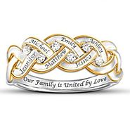 "Our Family is United by Love" Diamond Ring with Names
