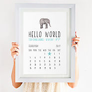 personalised elephant new baby birth details print