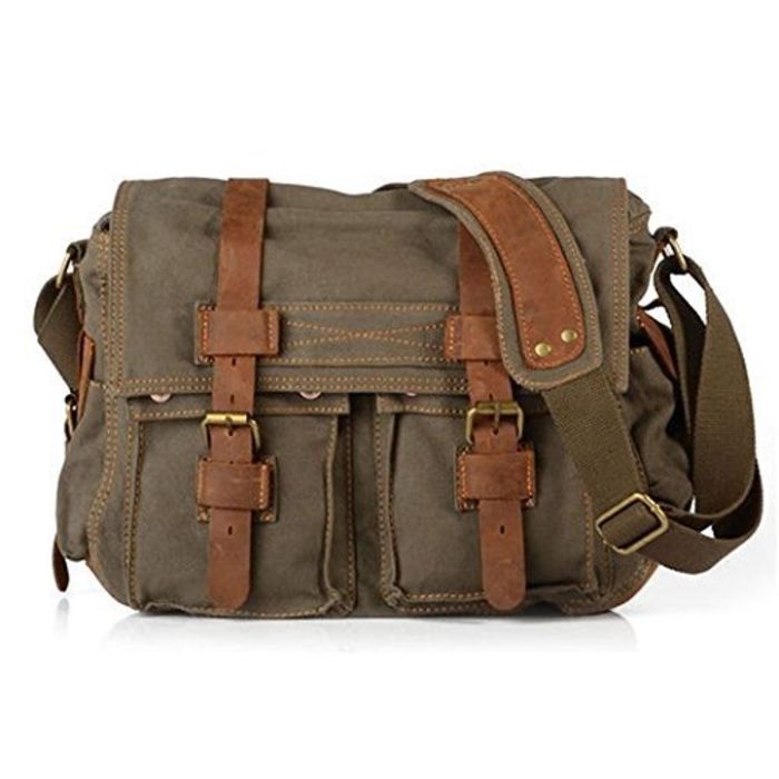 berchirly vintage military men canvas messenger bag