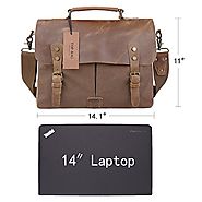 TOP-BAG Men/Women's Vintage Canvas Leather Schoolbag Shoulder Crossbody Messenger Bag,MC6807 (Medium-Coffee)