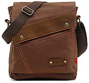 EcoCity Vintage Small Canvas Messenger Bag Shoulder Bag iPad Bags For Men & Women MB0002C2 (Coffee)