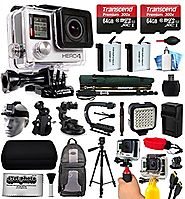 GoPro HERO4 Silver Edition 4K Action Camera with 2x Micro SD Cards, 2x Batteries, Charger, Card Reader, Backpack, Hel...