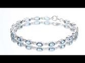 7.75 cts Oval Cut London Blue Topaz Sterling Silver Bracelet SB3700 by Peora Jewelry