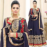 New-Fashioned Blue Colored Floor Length Anarkali Gown With Sequins