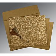 SATIN GOLD SHIMMERY SCREEN PRINTED WEDDING INVITATION : W-8217C - 123WeddingCards