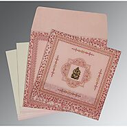 PINK WOOLY GLITTER WEDDING CARD : W-8205J - 123WeddingCards