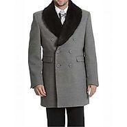 Classic Style Gray Overcoats For Men