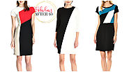 Beautiful Color Block Dresses for Women Slimming Work Pattern Black White