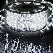 WYZworks 150' feet Cool White 3/8" LED Rope Lights - Crystal Clear PVC Tube IP65 Water Resistant Flexible 2 Wire Acce...