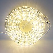 24 Ft. Plugin Rope Lights, 287 Warm White LEDs, Connectable, Dimmable, Waterproof, Indoor/Outdoor Use, Ideal for Back...