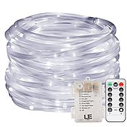 LE 33ft 120 LED Dimmable Rope Lights, Battery Powered, Waterproof, 8 Modes/Timer, Fairy Lights for Garden Patio Party...