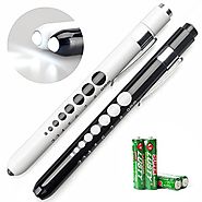 Opoway Nurse Penlight with Pupil Gauge Medical Pen Light for Nurses Doctors with Batteries Included 2ct. White and Black