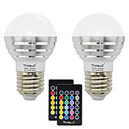 Yangcsl Remote Control 3W LED RGBW Color Changing Light Bulb,RGB + Daylight White (Pack of 2)