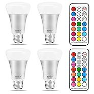 Yangcsl 10W A19 Timing Remote Controller RGBW Color Changing LED Light Bulbs,Double Memory and Wall Switch Control,Da...