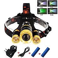 Green light headlamp ,Rechargeable Head Lamp Led with Waterproof feature ,Green Backlight for Hunting Fishing Running...