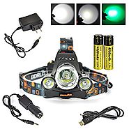 Boruit® Headlamp with Green Light –Green Coyote Hog Hunting Light – Green Fishing Head Lamp- Rechargeable, Green Back...