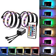 Bias Lighting for HDTV USB Powered TV Backlighting, Home Theater Accent lighting Kit With Remote Control, Kohree 2 RG...