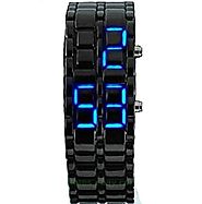 DHnewsun Metallic Black Lava Faceless Blue LED Volcanic Men Lady Bracelet Wrist Watch