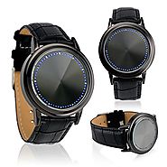 Oct17 Fashion Faux Leather Band Digital Touch Screen LED Wristwatch Unique Tree Wrist Watch Blue Light