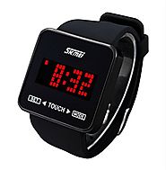 SKMEI Touch Screen Digital LED Waterproof Boys Girls Sport Casual Wrist Watches Black