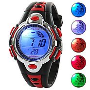 Kid Watch Multi Function Digital LED Sport 50M Waterproof Electronic Digital Watches for Boy Girl Children Gift Red