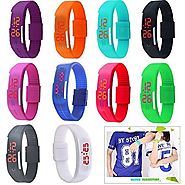 Yunanwa 10 Pack Wholesale Silicone Rubber Gel Jelly Unisex LED Wrist Watch Bracelet Men Women