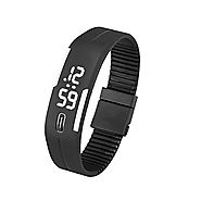 BestNow Unisex Rubber LED Watch Date Sports Bracelet Digital Wrist Watch (Black+White)
