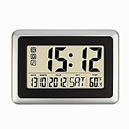 Hippih 10" Digital Desktop Wall Clock with Temperature,Date and Day