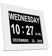 Silent Desk Shelf Clocks, HeQiao Decorative Wall Clock Slim Digital Calendar Day Clock Elderly Large LCD Clock for Ho...