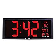 AcuRite 75127 Oversized LED Clock with Indoor Temperature, Date and Fold-Out Stand, 14.5"