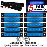 10x 6 LED Clearence Truck Bus Trailer Side Marker Indicators Light Tail Taillight Brake Stop Lamp 12V (Blue)¡­