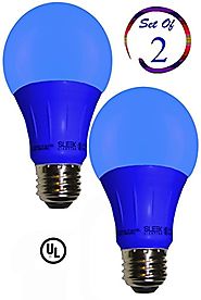 Sleeklighting LED A19 Blue Light Bulb, 120 Volt, 3 Watt Medium Base, UL-Listed LED Bulb, Pack of 2-(lasts more than 2...