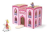 Melissa & Doug Fold and Go Wooden Princess Castle With 2 Royal Play Figures, 2 Horses, and 4 Pieces of Furniture