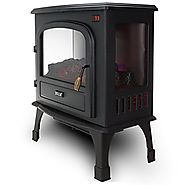Della 1500W Electric Stove Heater 25 Inch Portable Fireplace Freestanding Log Wood w/ Remote Control