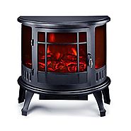 Portable Electric Fireplace 23" Freestanding Heater Smokeless Stove 1500W With Ebook