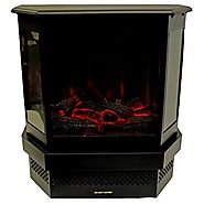 Portable 120V Electric Fireplace Stove 750/1500W Heater w/ Real Log Flame Effect