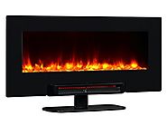 PuraFlame Provo 36- Inch Remote Control Portable & Wall Mounted Flat Panel Fireplace Heater, 1350W, Black