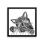 14 x 14 inches Framed Designer Art for Cat Lovers – “Playful Me”