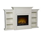 Holly and Martin Fredricksburg Electric Fireplace w/ Bookcases in Ivory