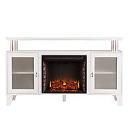 Southern Enterprises Cabrini Media Electric Fireplace 60" Wide, White Finish