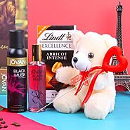 Lindt Chocolates Teddy Bear with Jovan Black Musk Perfume and Deodorant for Women