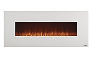 Touchstone Ivory Wall-Hanging Heated Electric Fireplace - 50-Inch Wide, Log or Crystal Flame - 1500W - White