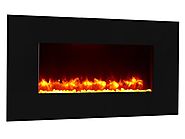 PuraFlame 47" Rossano, Wall Mounted, Flat Panel Electric Fireplace Heater with Remote, 1500W, Black