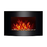 HomCom 36" 1500W Wall Mounted Electric Fireplace w/Remote - Black