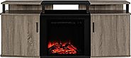 Ameriwood Home Carson Electric Fireplace TV Console for TVs up to 70", Weathered Oak