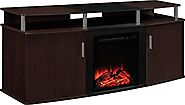 Altra Furniture Carson Fireplace TV Console, 70", Cherry/Black
